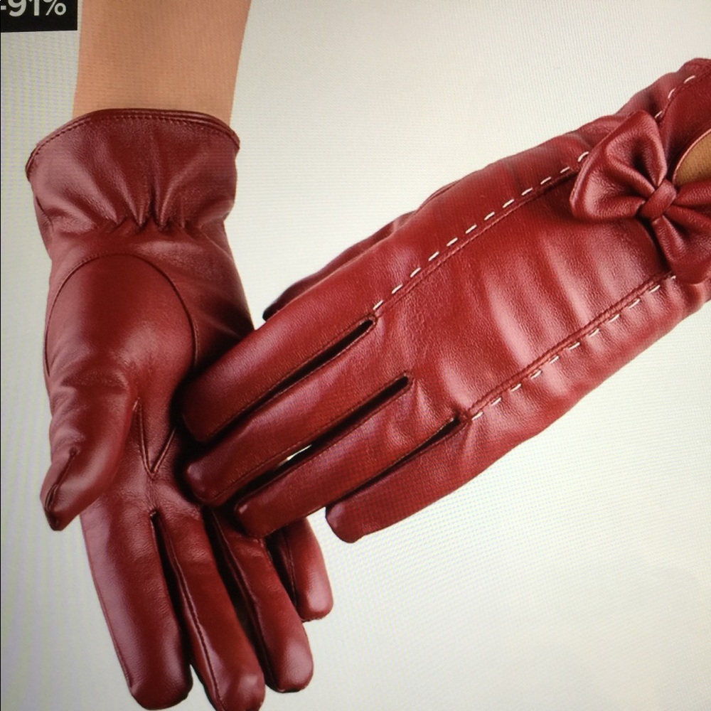 Women leather waterproof driving gloves